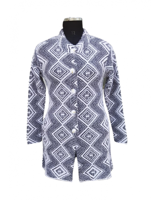 Women Long coat Grey Jacquard design